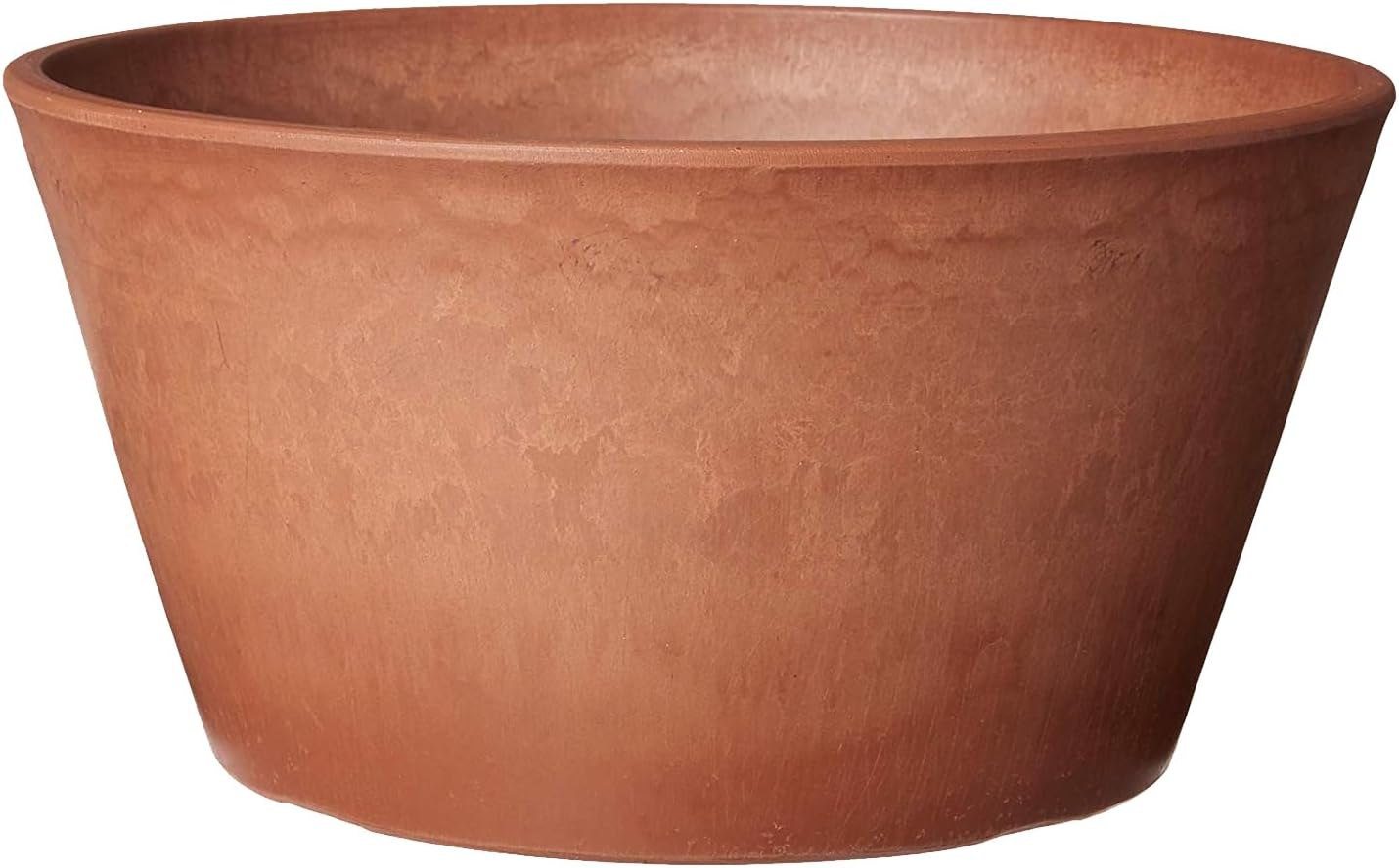 PSW Pot Collection TD25TC Plastic/Stone/Wood Composite Shallow Bulb Pan - No Drainage Hole (Drillable), Planter for Succulents, Bonsai, Fairy Gardens, Herbs, 10-inch, Terra Cotta Color