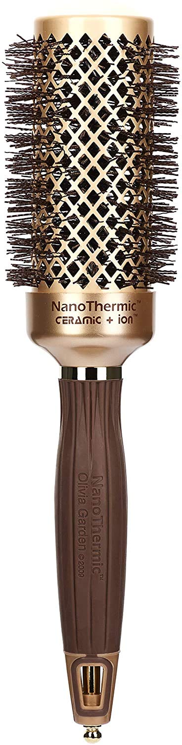 Olivia Garden NanoThermic Ceramic + Ion Round Thermal Hair Brush - Not Electrical - Professional Blowout Brush for Normal to Thick Hair