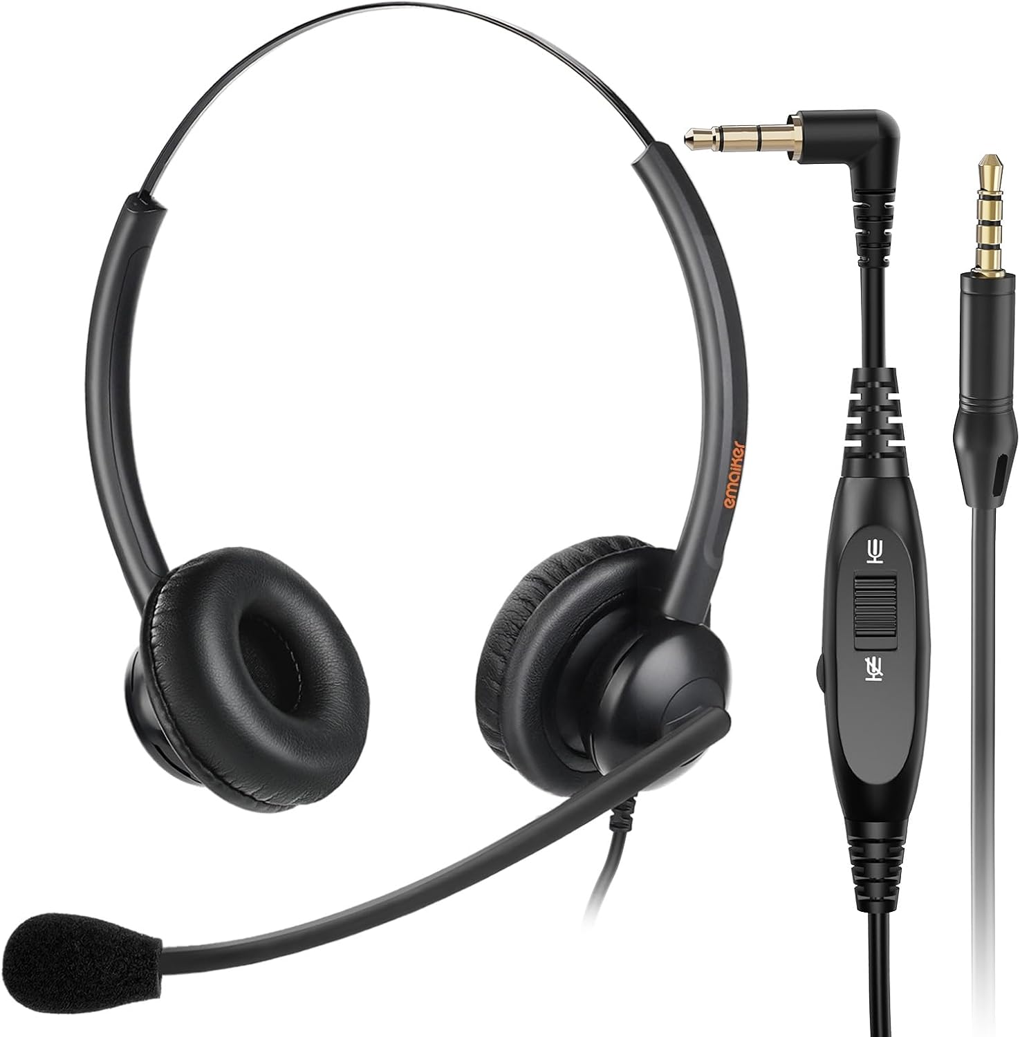 Lightweight Telephone Headset with 2.5mm Bottom Cable and Mute Button for Office Calls, Works with Cisco Polycom Panasonic Landline IP Desk Phones