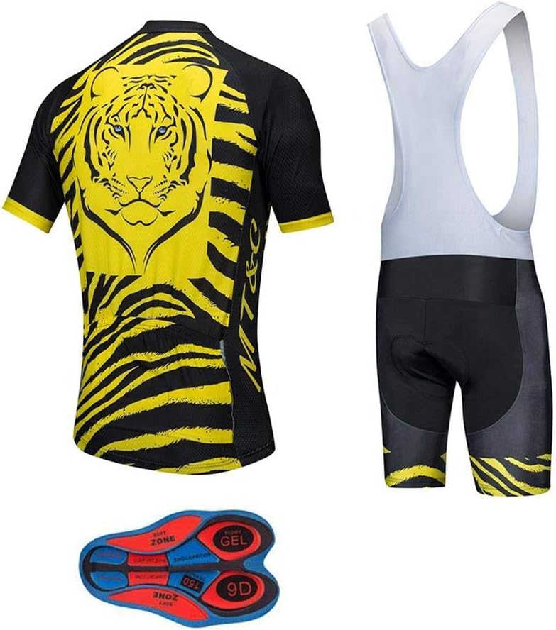 Men's Quick-Dry Cycling Jersey Set Road Bike Bicycle Shirt + Bib Shorts with 9D Gel Pad MTB Riding Clothing Kit