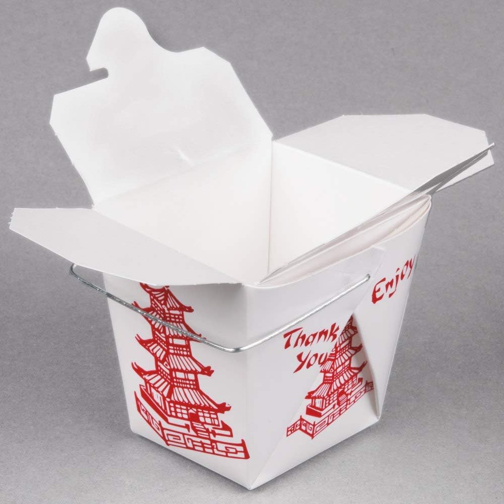 Pack of 15 Chinese Take Out Boxes PAGODA 8 oz / Half Pint Party Favor and Food Pail