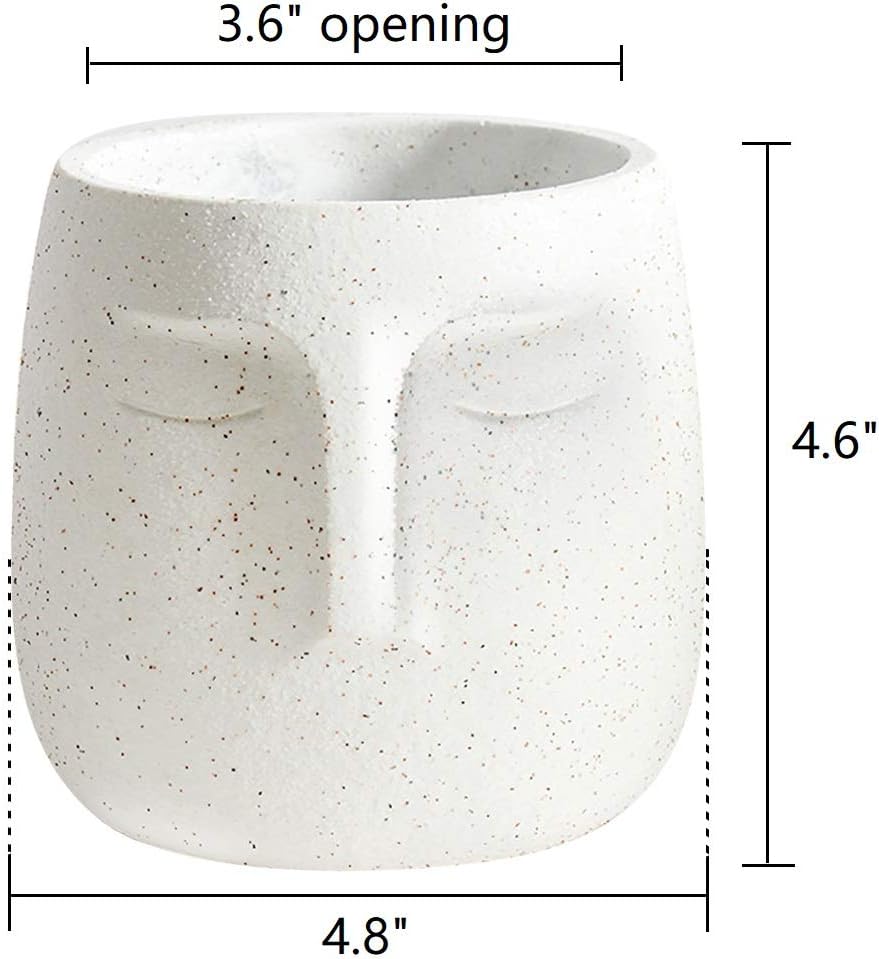 GeLive Head Plant Pot Succulent Planter with Drainage Hole Modern Statue Flower Pot Face Plant Vase Windowsill Box Art Home Decoration Indoor