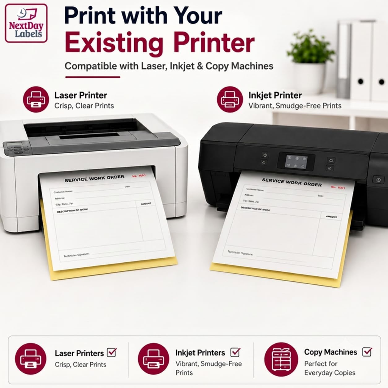NextDayLabels Carbonless NCR Paper, 2 Part Reverse #5887, 8.5" x 11"