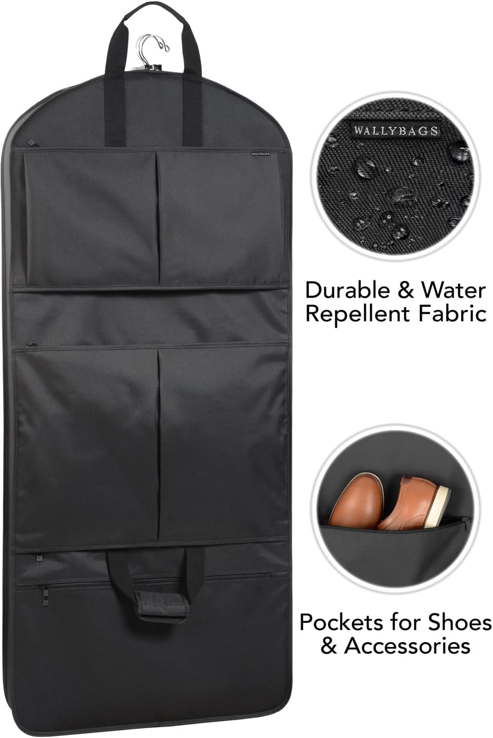 Wally Bags 48” Deluxe Tri-Fold CarryOn Travel Garment Bag with three pockets