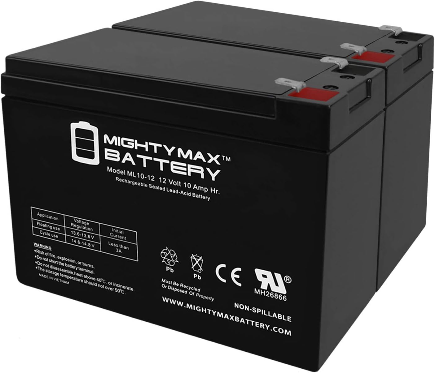 Mighty Max Battery 12V 10AH SLA Battery for Razor iMOD V1+ MX350 V1-8 SH-12100F2-2 Pack