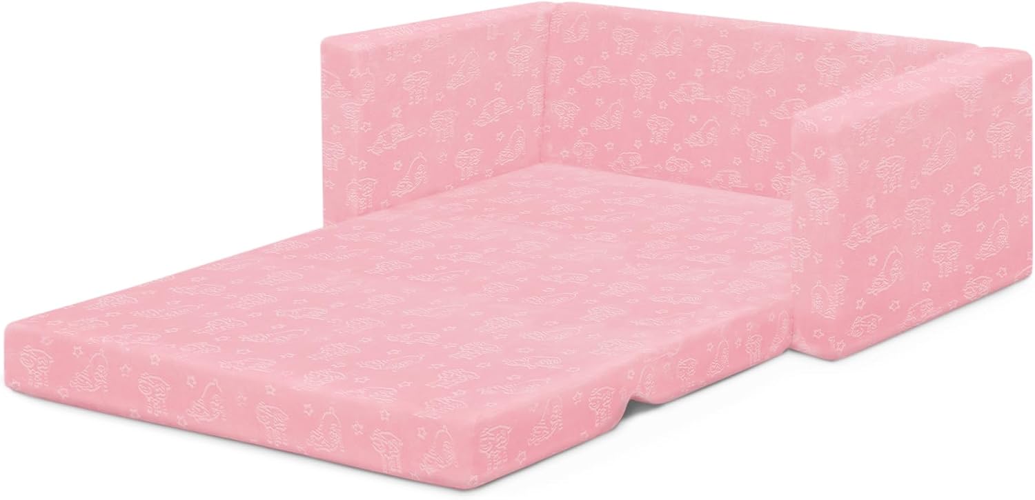 Delta Children - Serta Perfect Sleeper Kids 2-Seater Sofa, Convertible 2-in-1 Flip Open Toddler Couch Sleeper, Foam Chair for Playroom & Bedroom