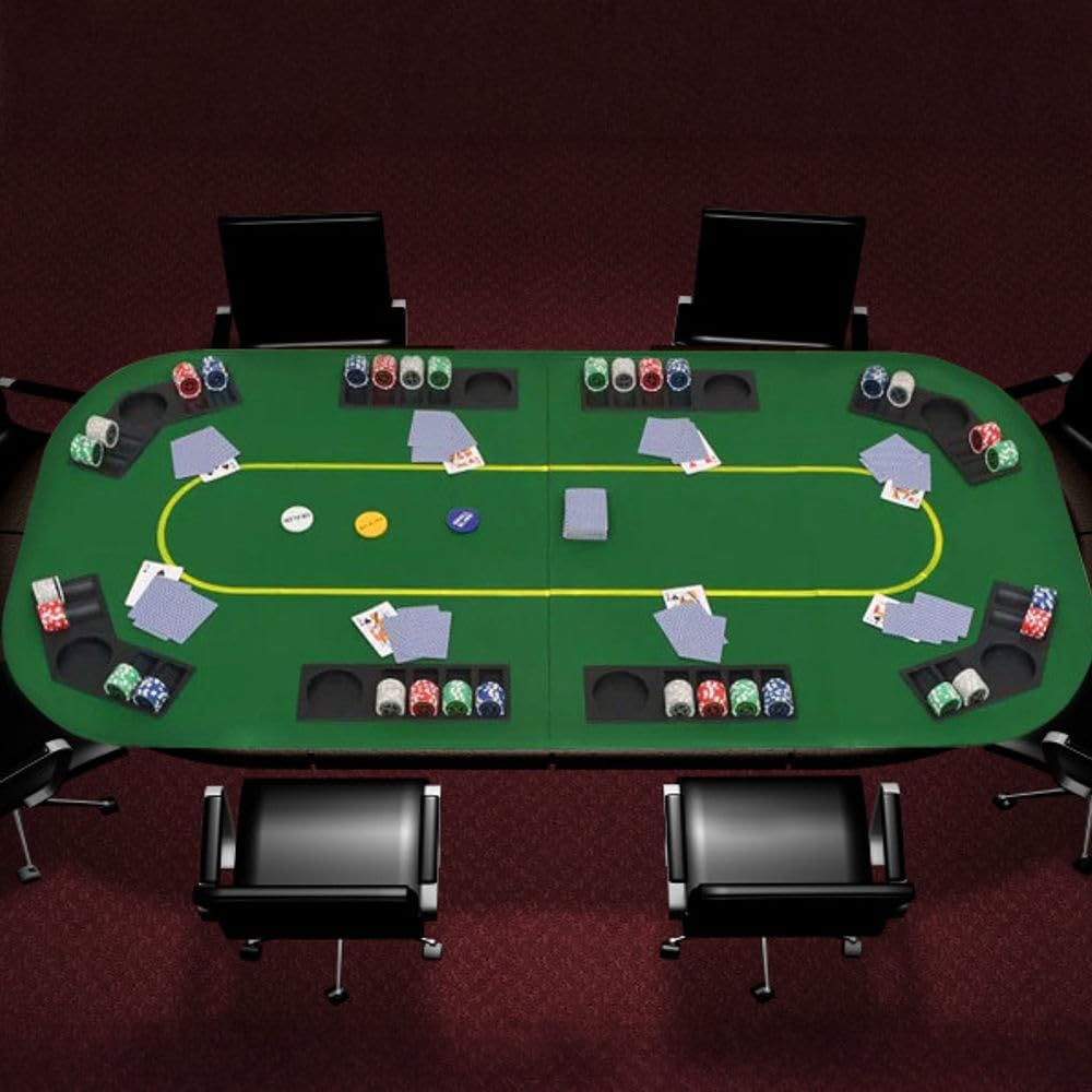 Trademark Poker Poker Table Top - 80-inch Foldable Card Mat for up to 8 Players - Blackjack Table with Cupholders and Chip Trays (Green)