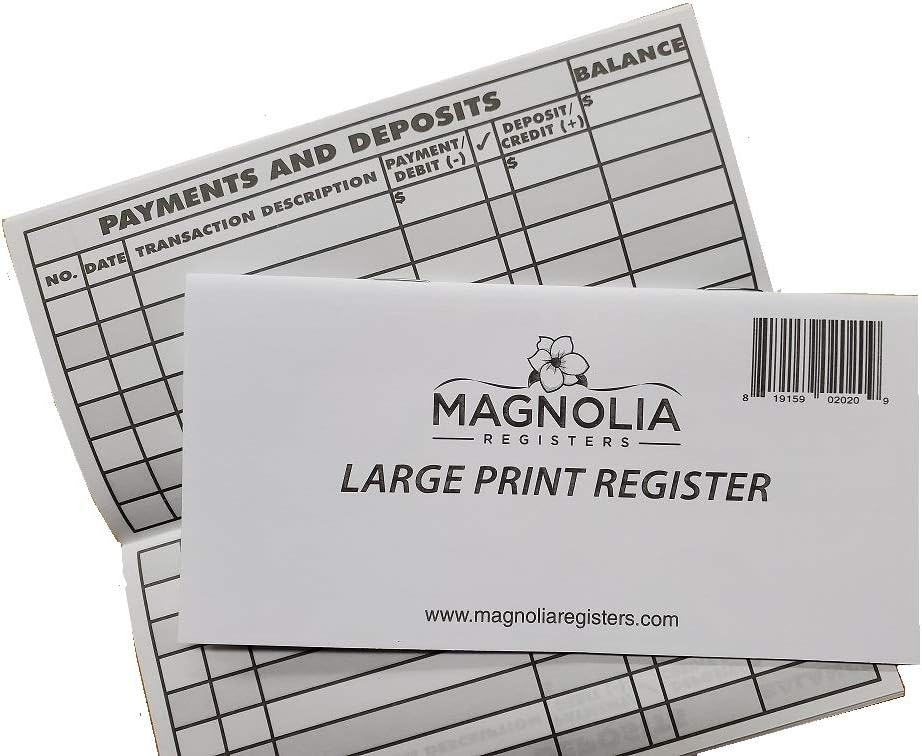 10 Pack Large Print Low Vision Checkbook Registers, 3" x 6", Check Registers for Personal Checkbooks