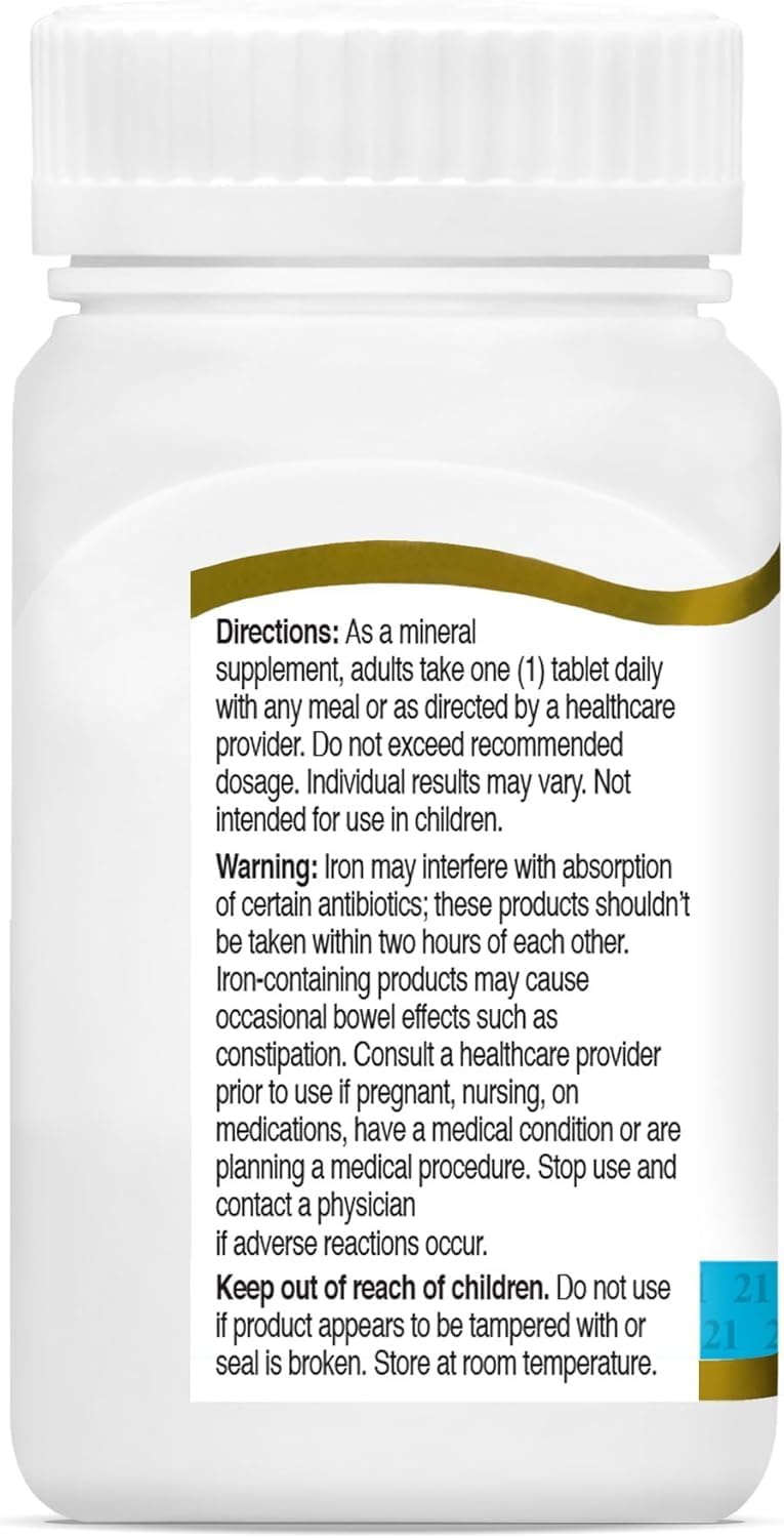21st Century Slow Release Iron 45mg Tablets, Gentle on Stomach, 60 Count | High-Potency Ferrous Sulfate, Compare VS. Slow FE® & Healthy Red Blood Cells, Gluten Free, No Added Yeast, For Women & Men