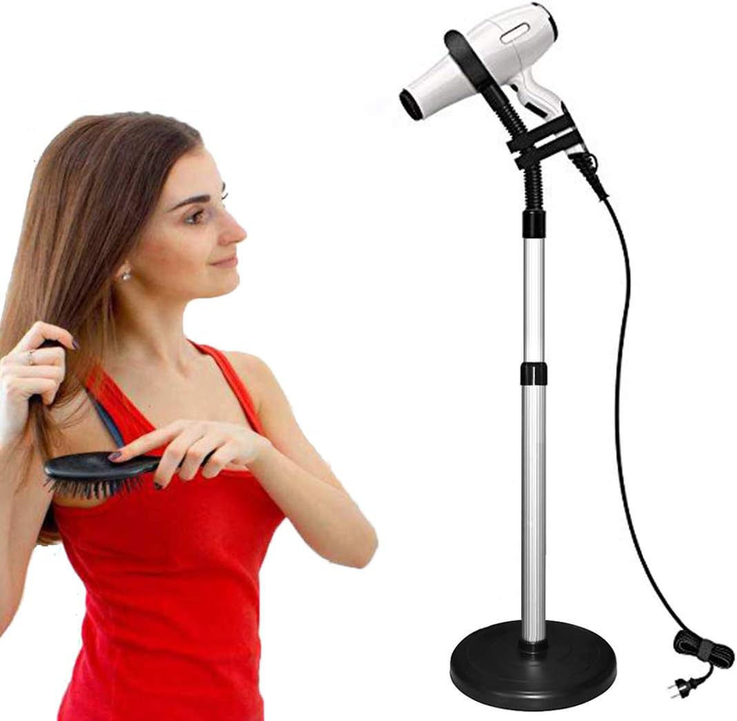 Hair Dryer Stand, 360 Degree Rotating Lazy Hair Dryer Stand Hand Free With Heavy Base, Hands-Free Blow Dryer Holder Countertop