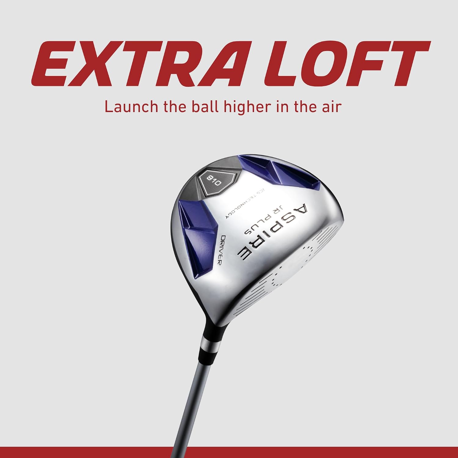Aspire Junior Plus - Kids Complete Golf Club Set | Aircraft-Grade Aluminum, 15% Larger Clubhead, 7 Iron & Pitching Wedge, Progressive Flex Shafts, Rain Hood, 2 Headcovers