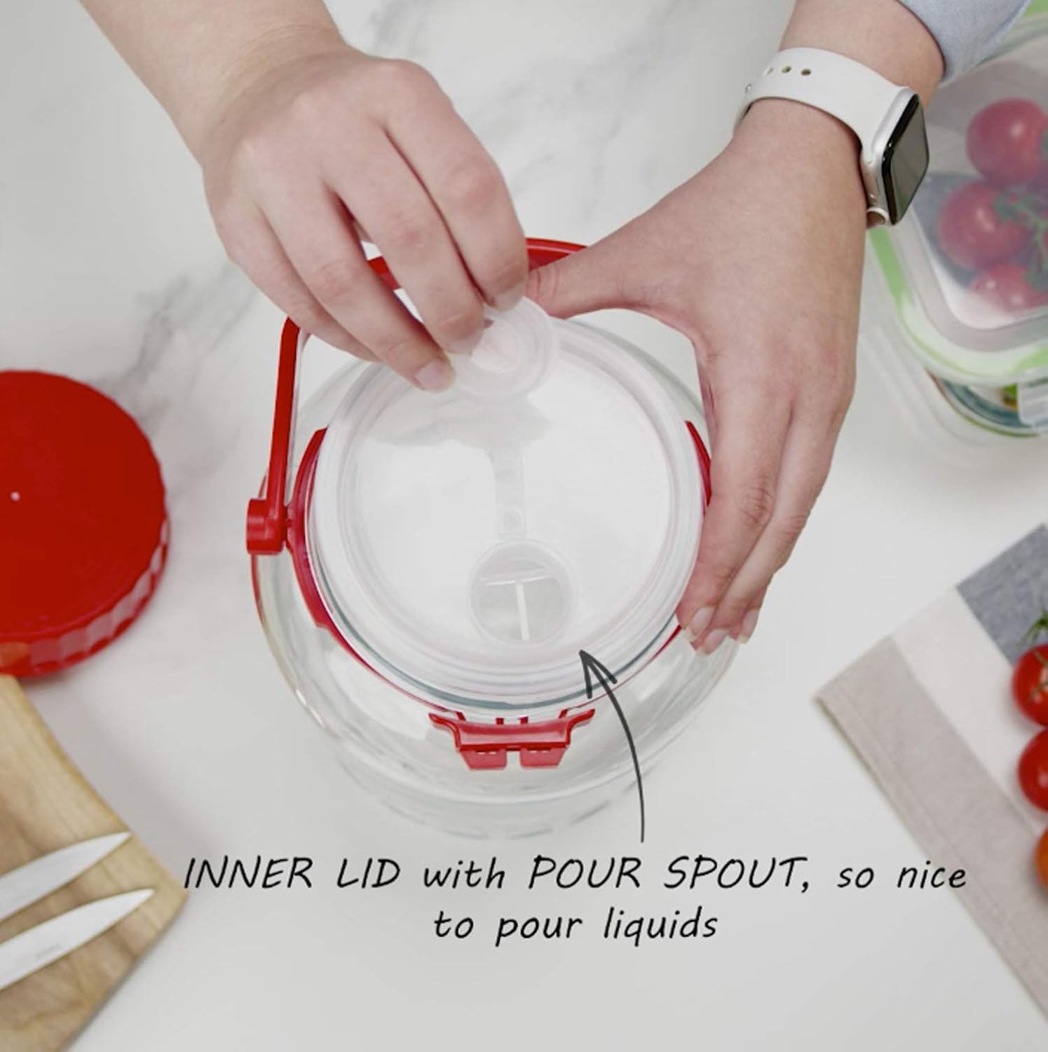 1 Gallon Glass Jar With Lid Wide Mouth Airtight Plastic Pour Spout Lids Bulk-Dry Food Storage Pickling Mason Jar Canister Raw Milk Bottle Jug