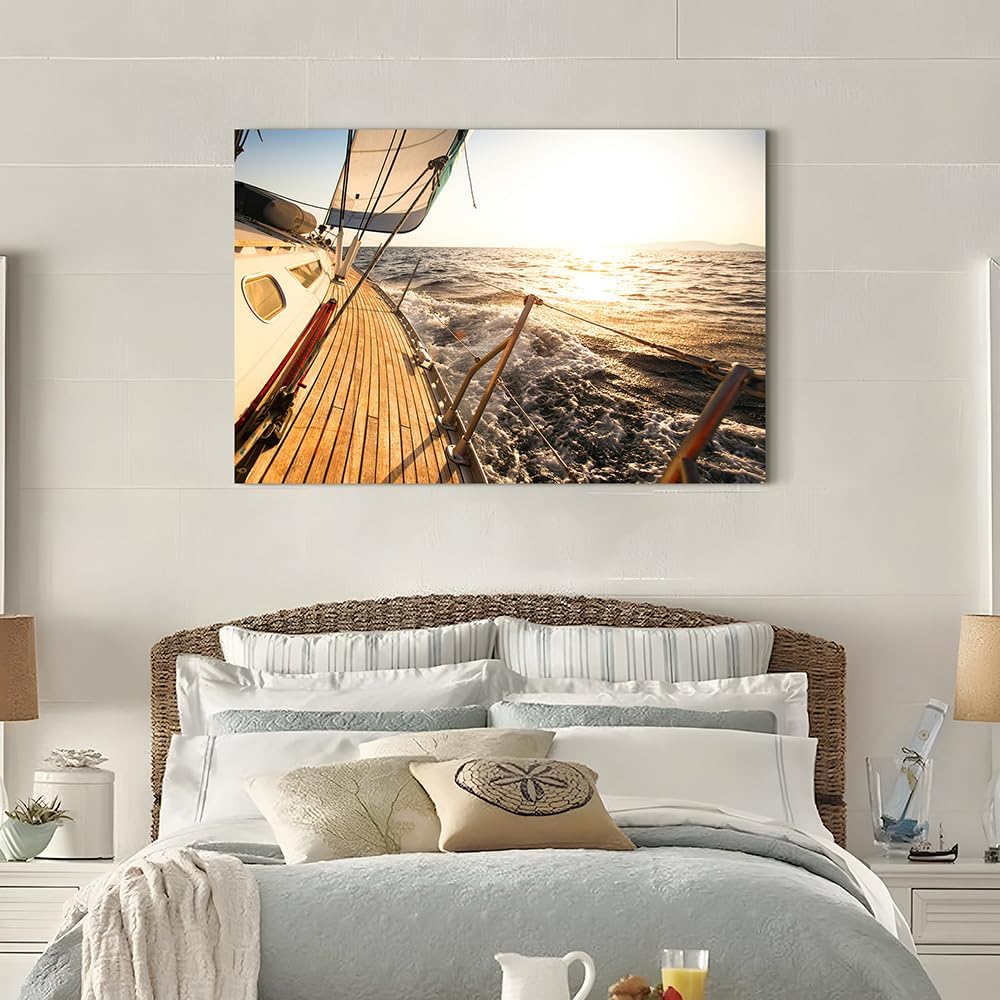 Hardy Gallery Ocean Wave Canvas Wall Art Coastal Decor 16x11 Inch