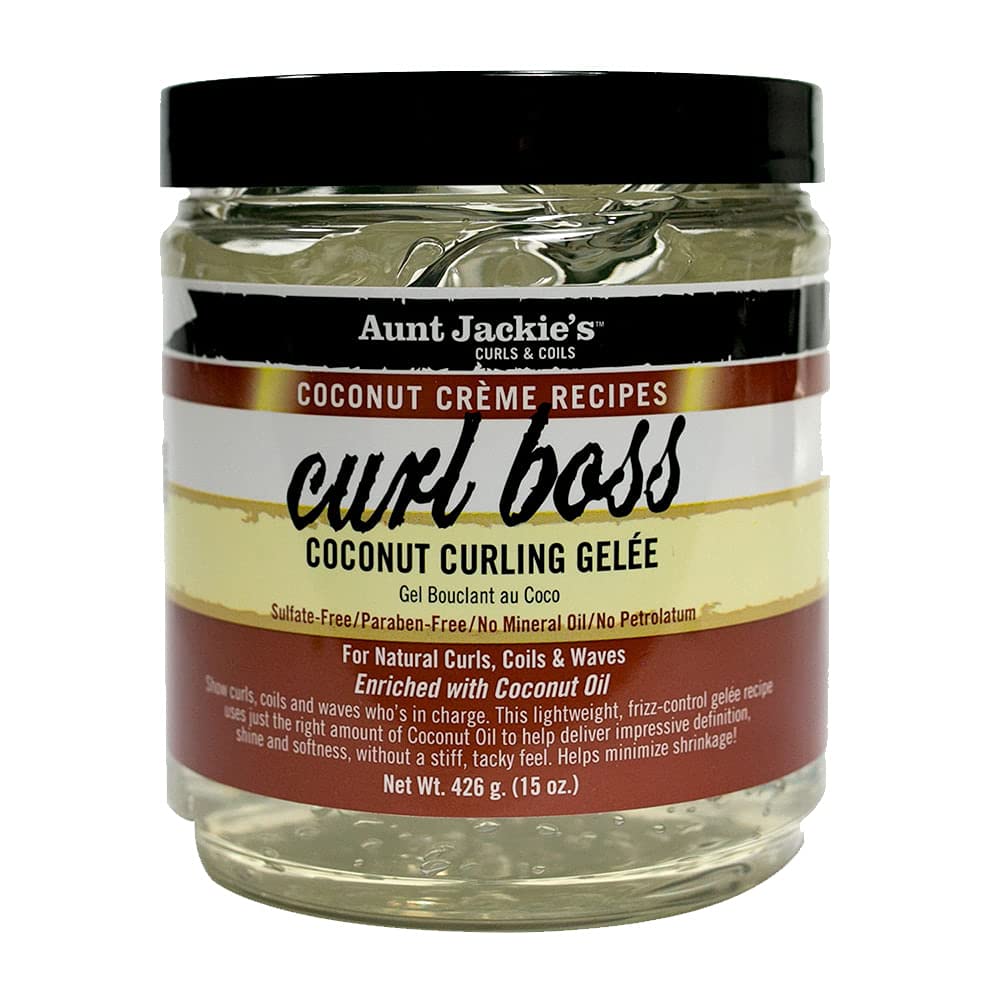 Aunt Jackie's Coconut Crème Recipes Curl Boss Coconut Curling Hair Gel for Natural Curls, Coils and Waves, 15 oz