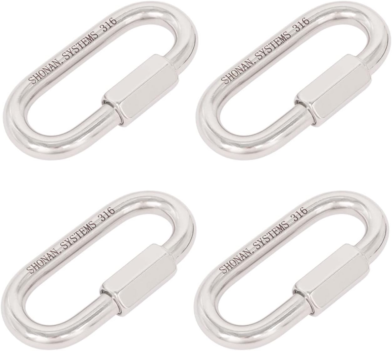 SHONAN Heavy Duty Marine Chain Quick Links, Stainless Steel Chain Connectors, Corrosion Resistant Locking Carabiners