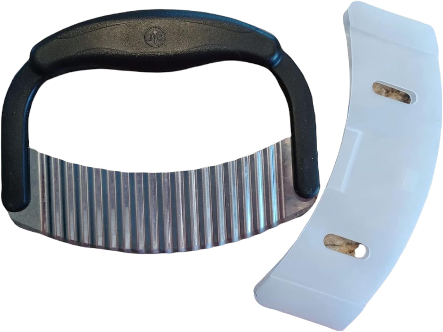 Pampered Chef Crinkle Cutter #1063 - French Fry Slicer | Vegetable Salad Chopping Knife | Stainless Steel Blade | Plastic Handle