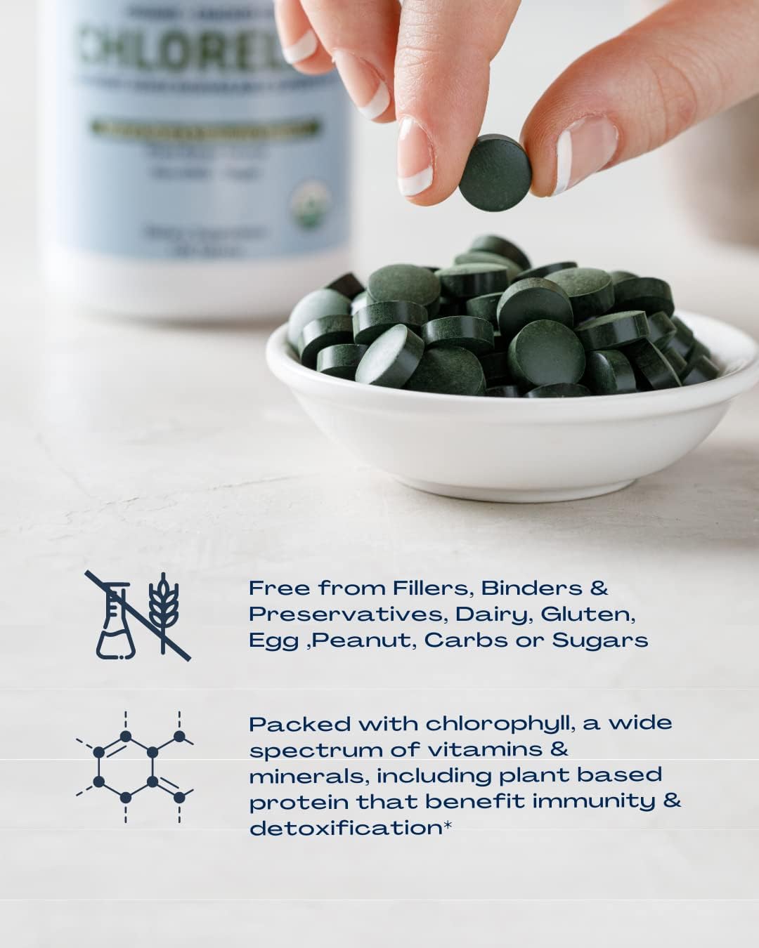 BioOptimal Organic Chlorella Tablets - 120 Tablets | Organic, Non-GMO