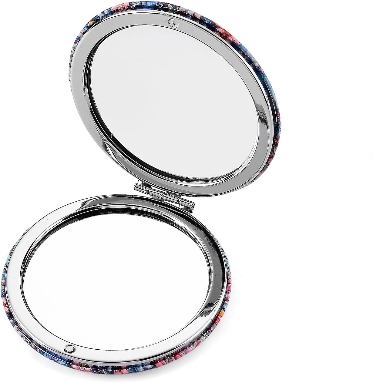 Multi Color Crystal 4pcs 1pc Mirror Pendant Necklace 20"in Silvertone