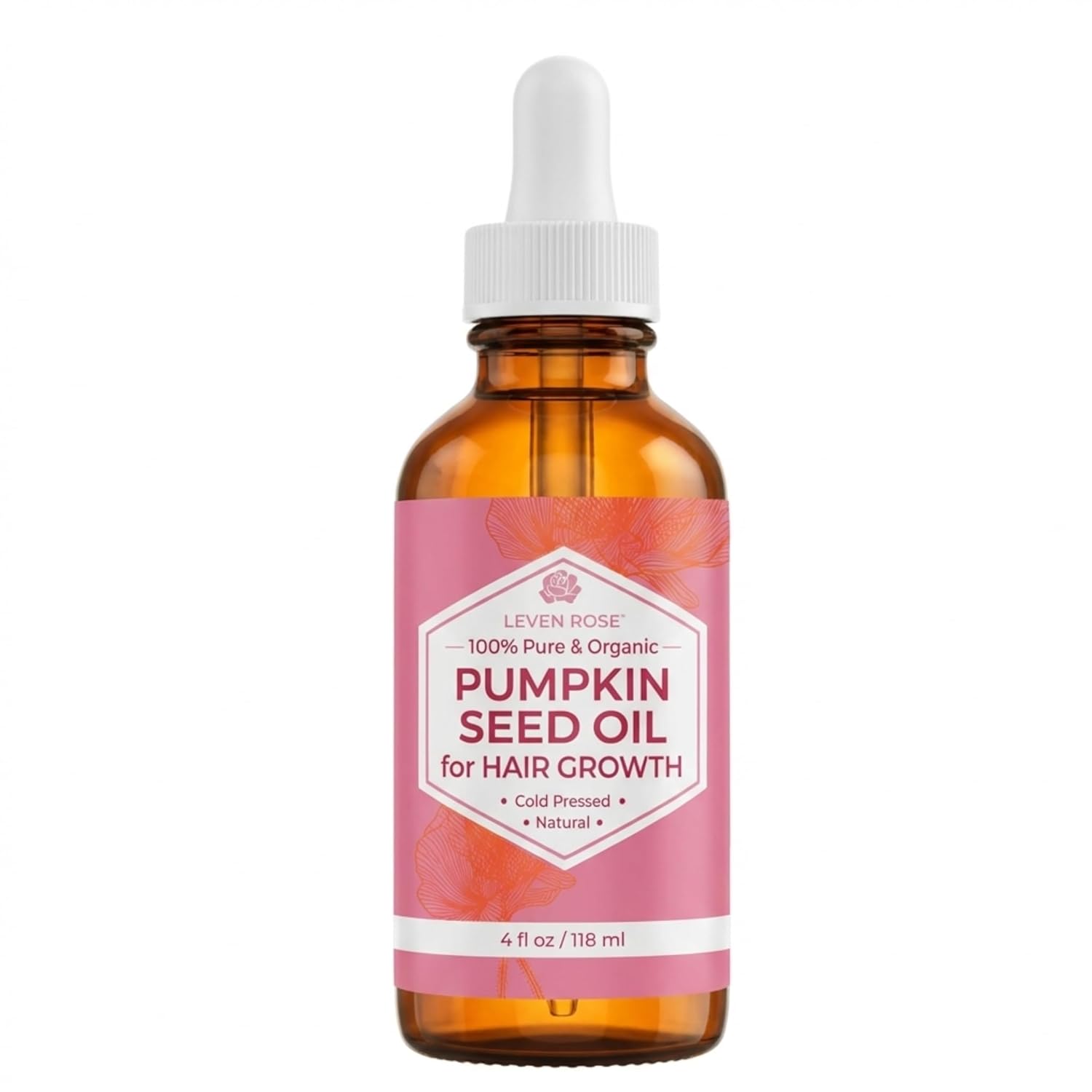 Leven Rose Pumpkin Seed Oil for Hair Growth 2 oz, 100% Pure Pumpkin Seeds Oil for Skin and Nails - Natural Pumpkin Seed Extract for Moisturizing Scalp, Dry and Rough Skin