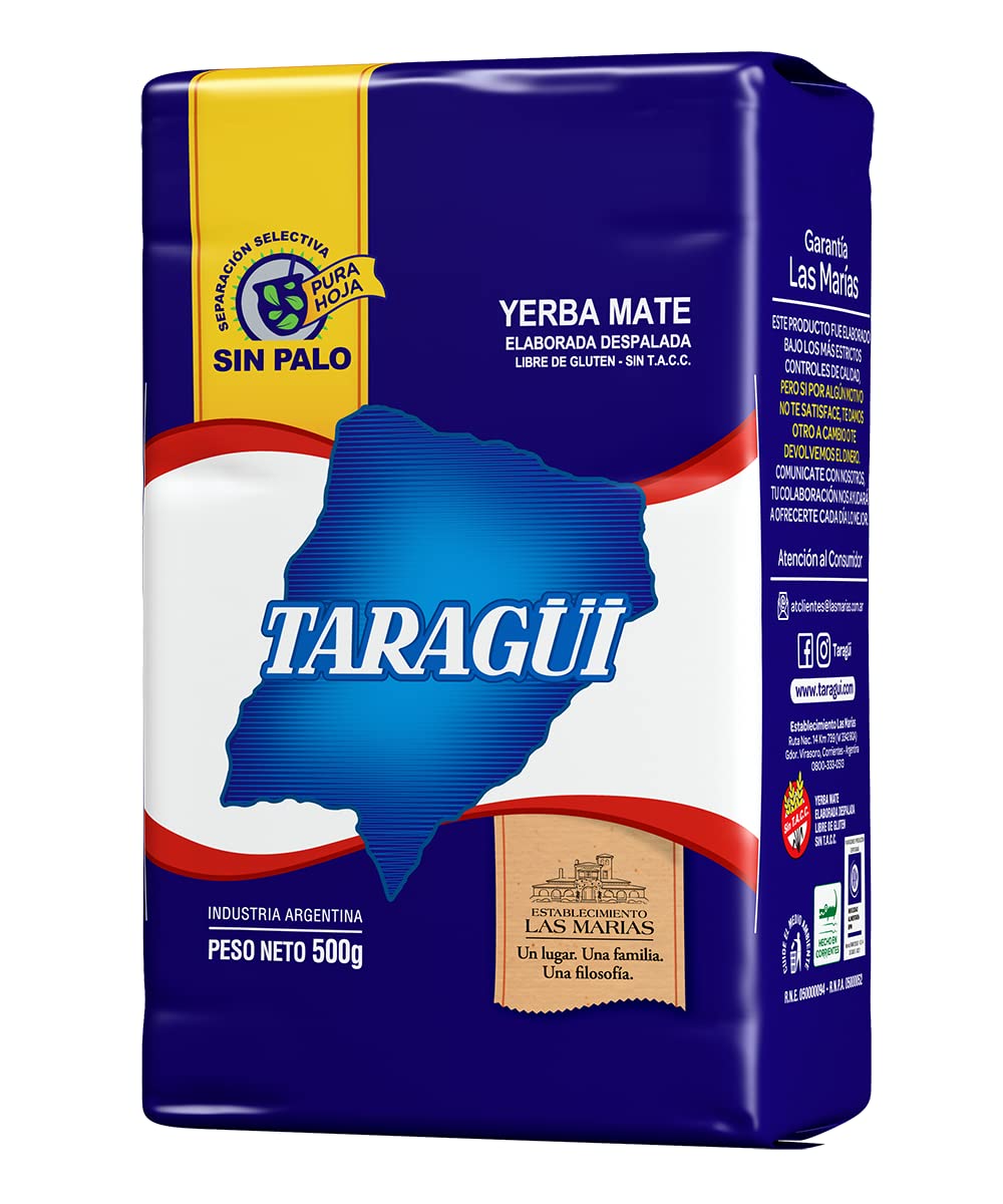 Taragüi Yerba Mate No Stems, 500 gr - 1.1 lbs (Blue Pack)