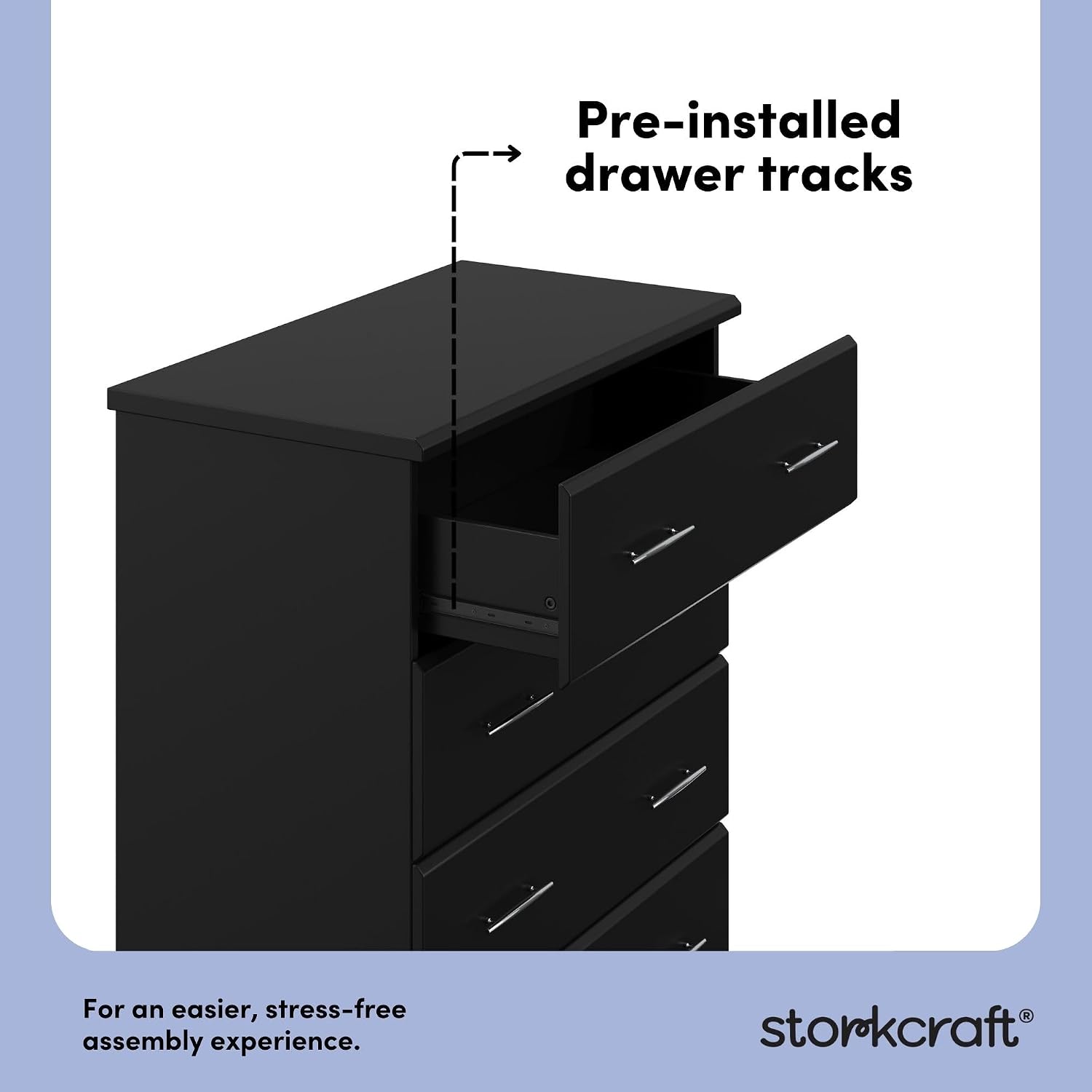 Storkcraft Brookside 2 Drawer Changing Table Dresser, Pebble Gray