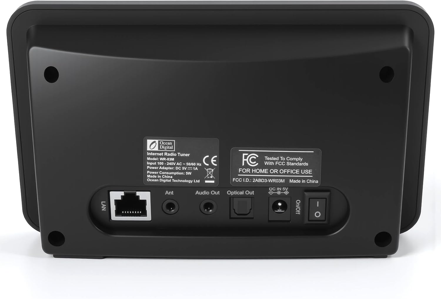 Ocean Digital WR-03M Internet Radio Receiver (No Built-in Speaker) with Bluetooth, FM, Wi-Fi, LAN, Optical & Line Out, UPnP/DLNA Streaming