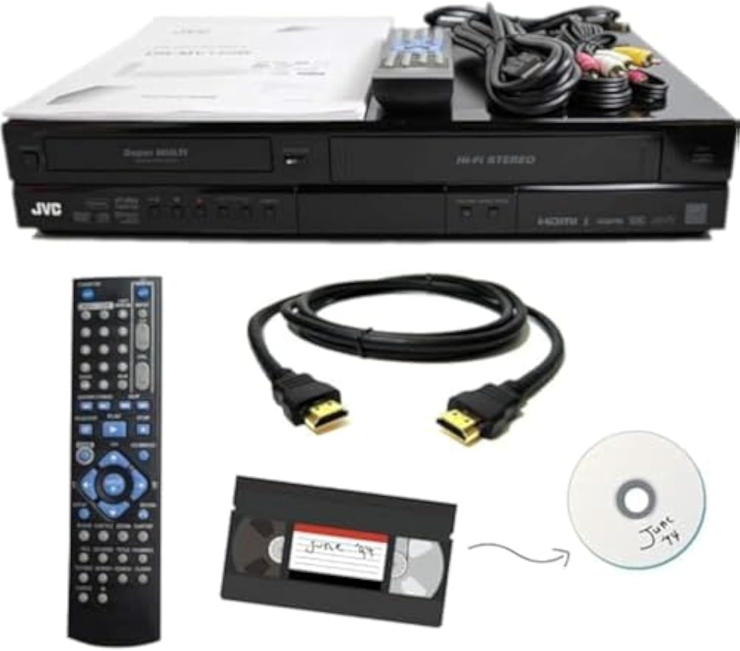 JVC VHS to DVD Recorder VCR Combo w/Remote, HDMI
