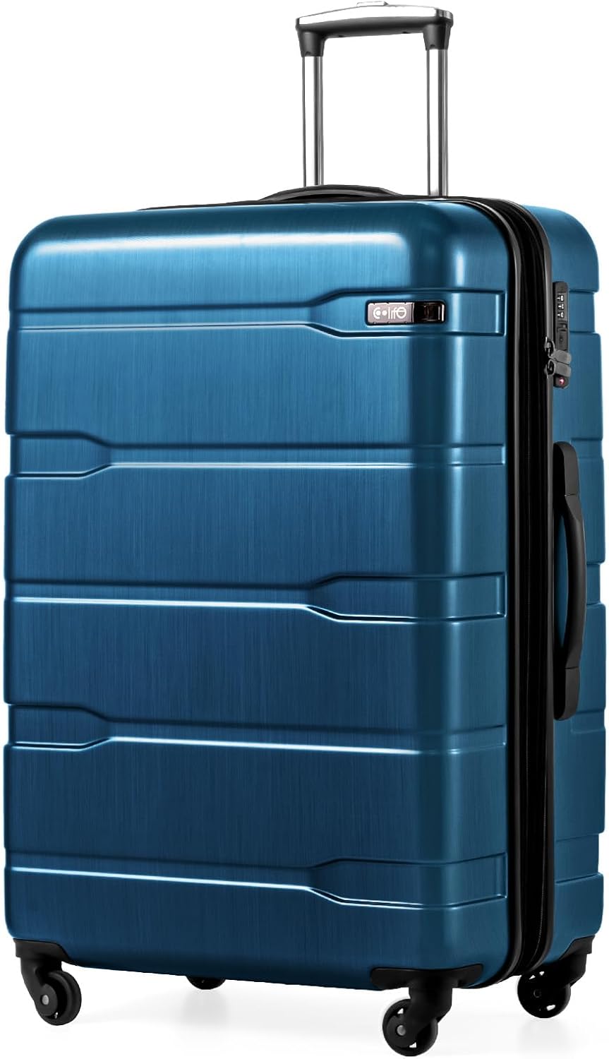 Coolife Medium Checked Luggage Hardside Suitcase with Spinner Wheels, 24in | Lightweight ABS+PC, Rolling Travel Suitcase with TSA Lock, Spinner Wheels, Durable Zipper, Charcoal