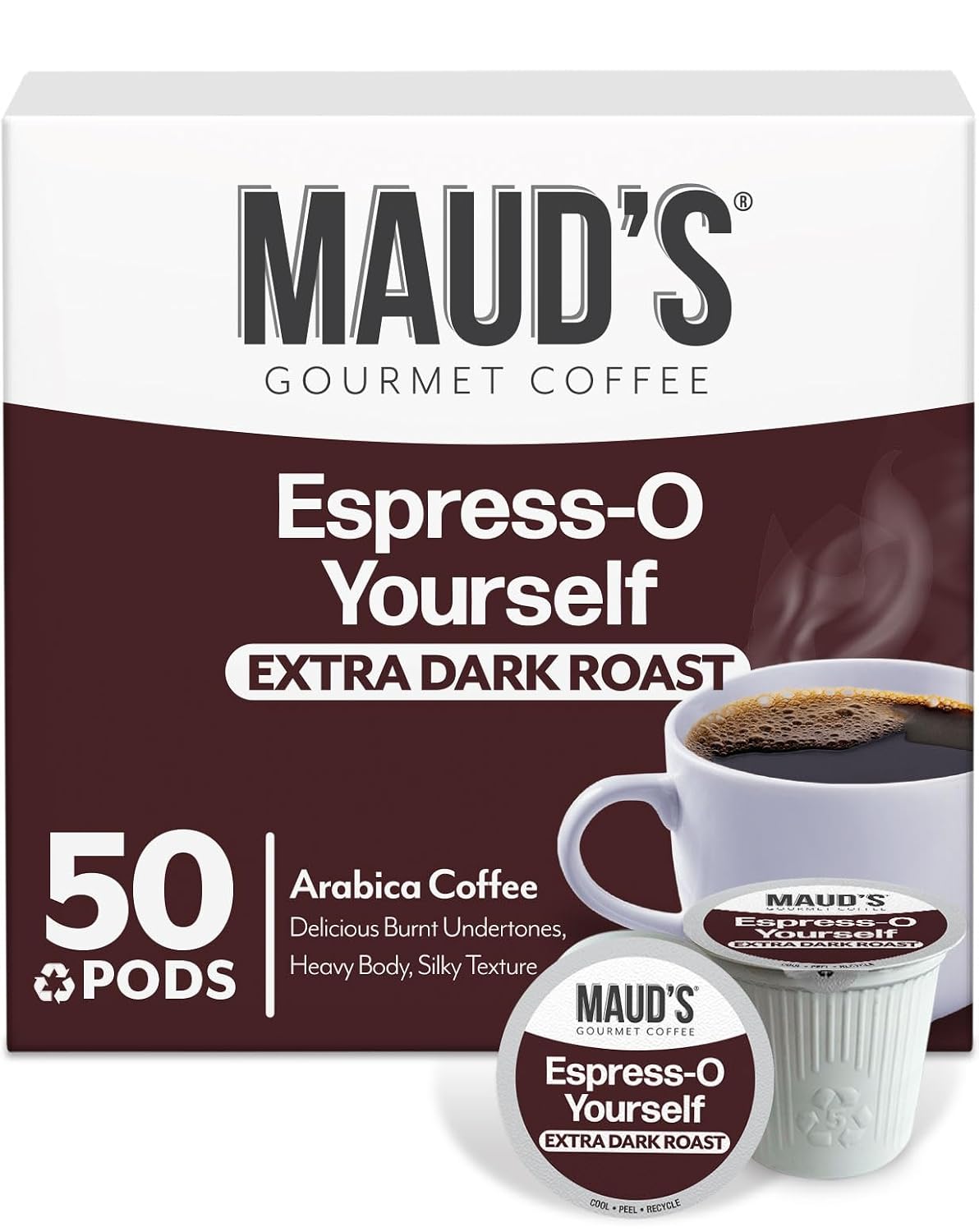 Maud's Dark Roast Coffee Pods, 100ct | Dark Roast Coffee in Single Serve Pods – Compatible with Keurig Coffee Makers