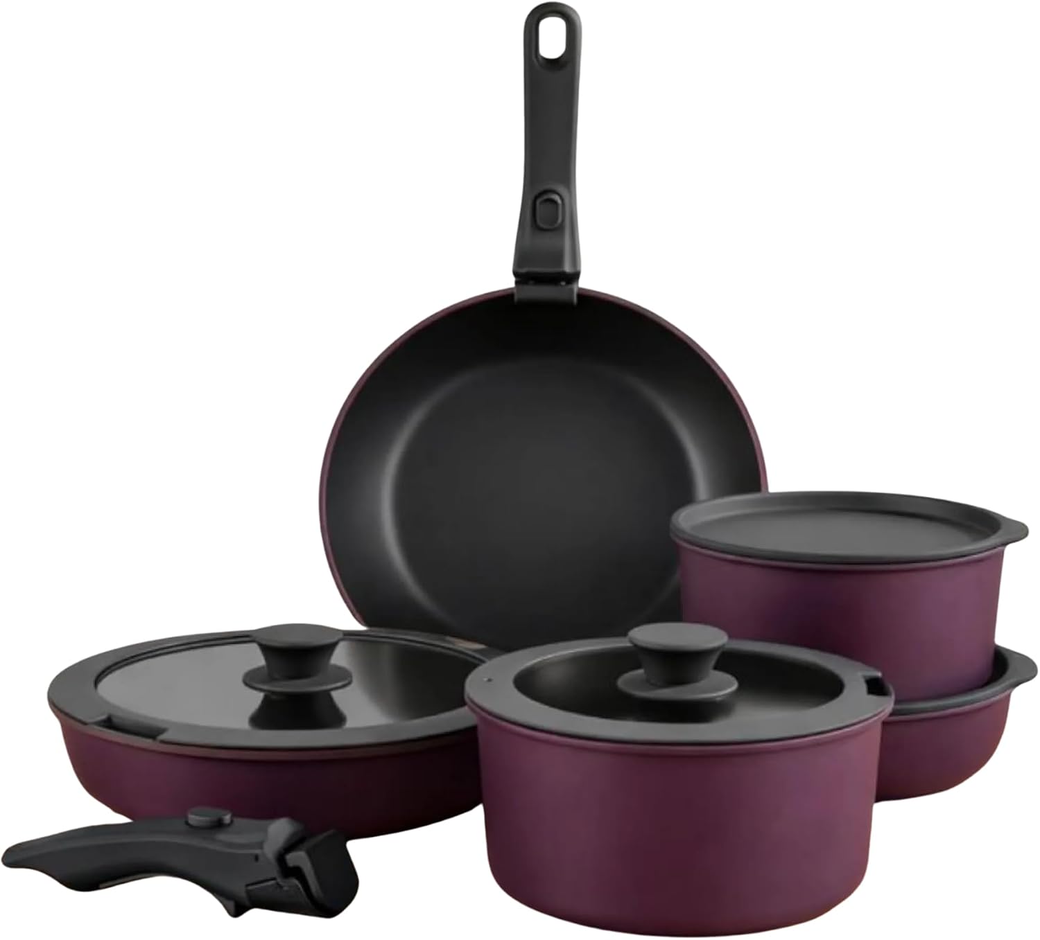 GOURMETIFIC® Pots and Pans Cookware Set [11 PCS] - Non Toxic Ceramic Coated Cooking Ware - Induction, Gas & Oven Kitchenware - Non Stick Pot & Pan Removable Handles & Stackable - ME (Emerald Green)