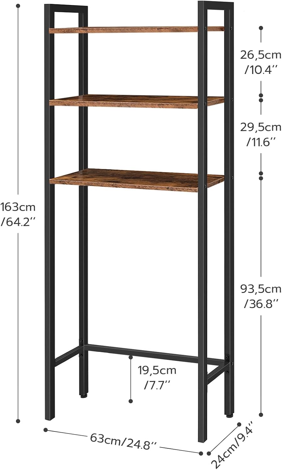 HOOBRO Over The Toilet Storage, 3-Tier Bathroom Organizer Shelf Over Toilet, Freestanding Bathroom Storage Shelves, Space Saver
