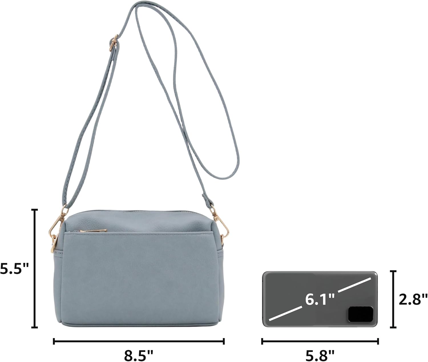 Triple Zip Small Crossbody Bag