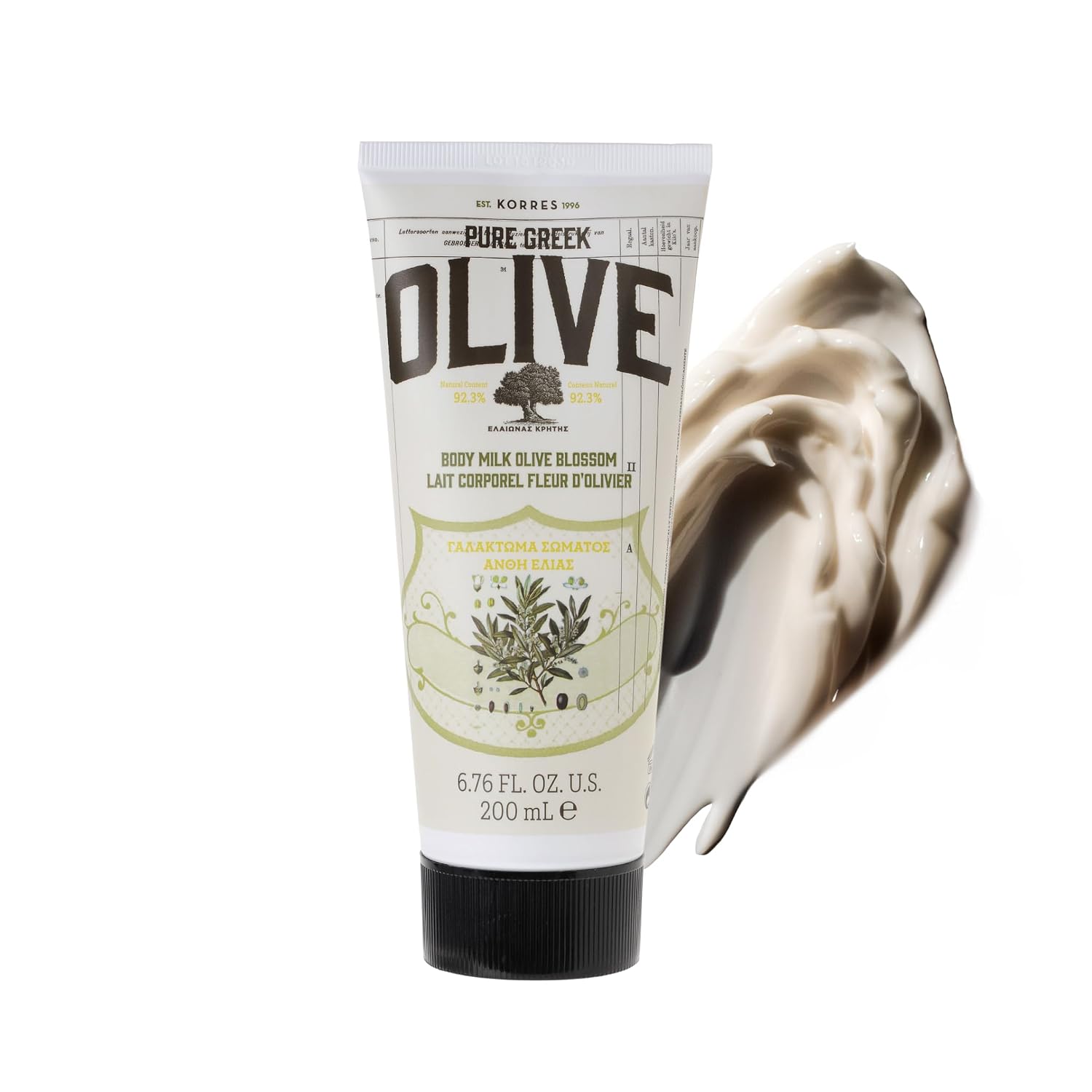 KORRES Olive Blossom Body Milk, Hydrating Lotion, 6.76 Fl Oz | With Aloe Extract, Greek Almond Oil & Provitamin B5; vegan, silicone- and paraben-free; one of 12 KORRES Body Milk scents.