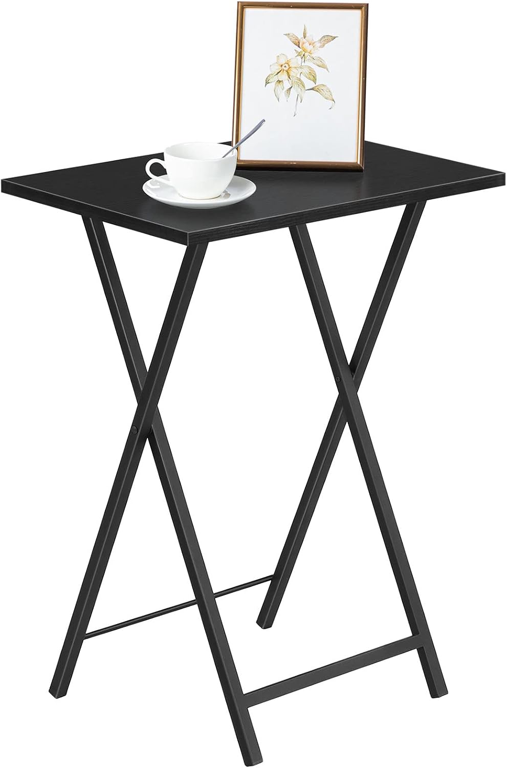 HOOBRO Folding TV Tray Tables, Set of 2 Side Table for Small Space, Industrial Snack Tables for Eating at Couch, Stable Metal Frame, Easy Assembly