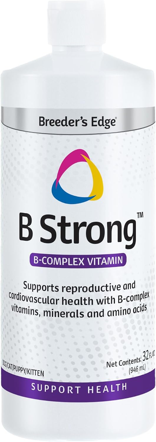Breeder’s Edge B Strong Powder, B-Complex Vitamin Supplement for Dogs and Cats, Supports Reproductive Health, Promotes Normal Heat Cycles, and Helps Maintain Energy, 300g