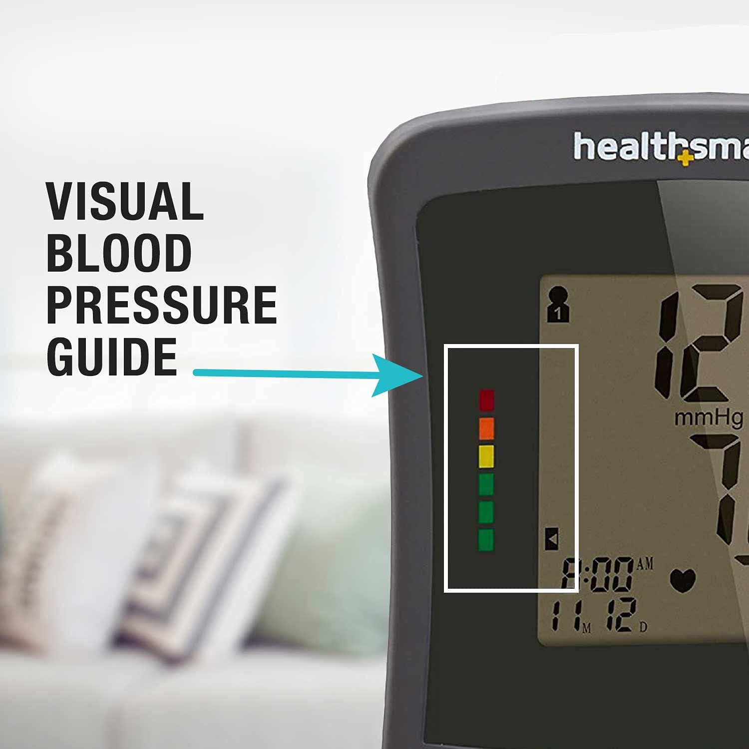 HealthSmart Digital Standard Wrist Blood Pressure Monitor with Automatic Adult Cuff That Displays Pulse Rate and Irregular Heartbeat Stores up to 60 Readings for 2 Users