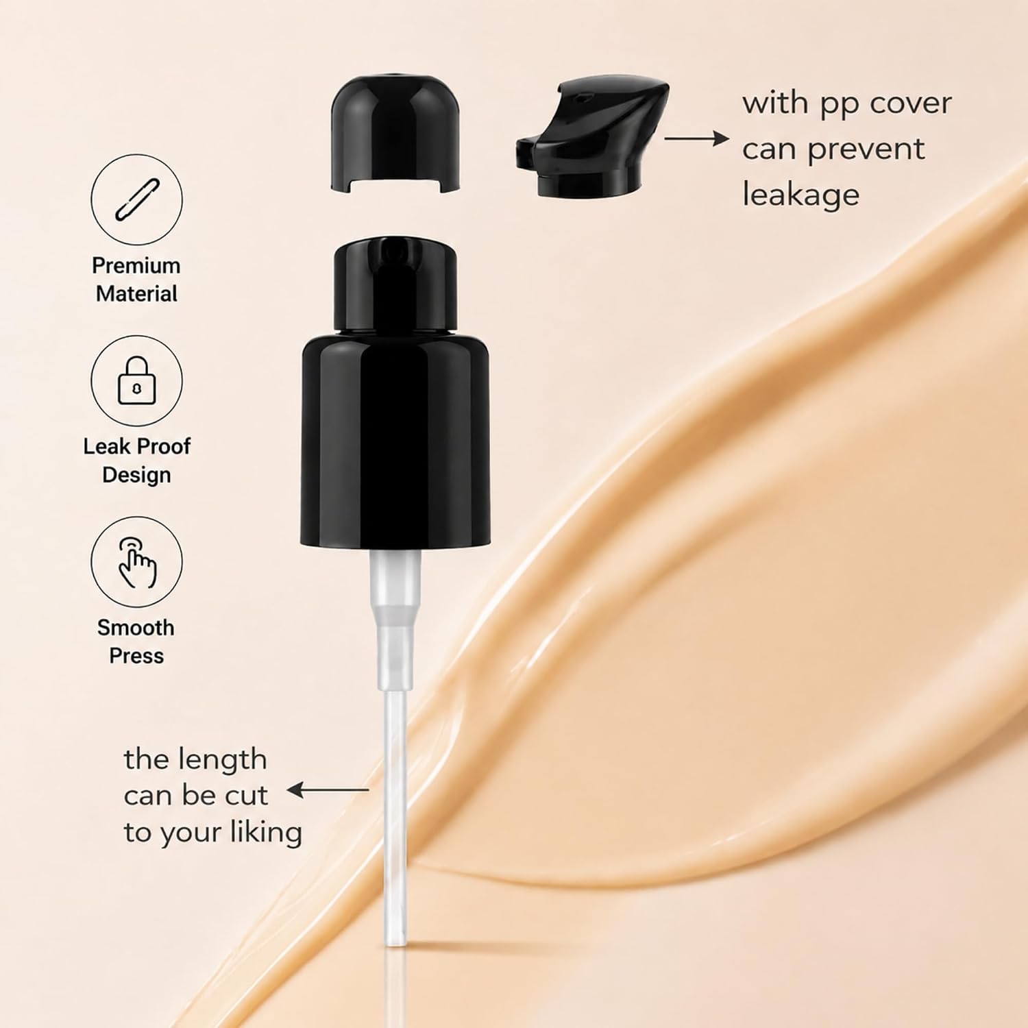 Boao 4 Pcs Replacement Foundation Pump Plastic Cosmetic Liquid Foundation Make up Bottle Pumps Replacement Tool for Pump Dispenser(Black)
