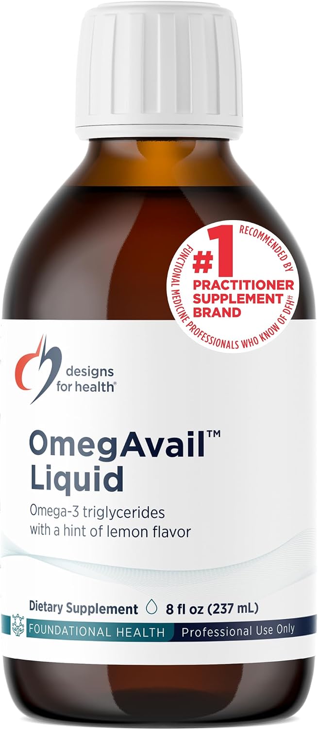 Designs for Health OmegAvail Liquid TG Fish Oil 1200mg - Triglyceride Omega-3 Fish Oil Brain Support Supplement with DHA/EPA - Natural Lemon Flavor