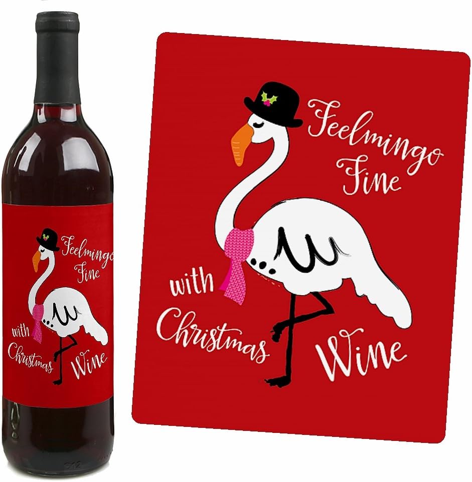 Big Dot of Happiness Ugly Sweater - Holiday and Christmas Wine Bottle Label Stickers - Set of 4