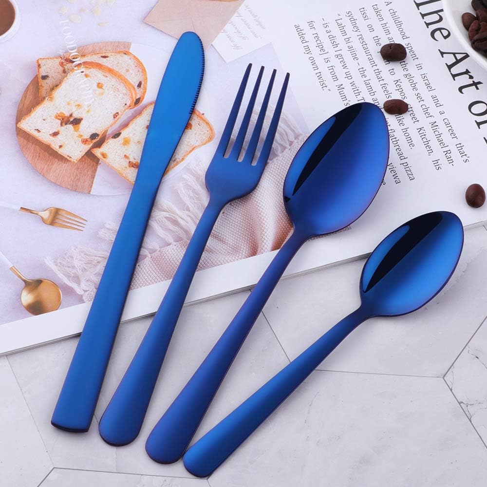 BuyGo Rainbow Silverware Set Flatware Set Stainless Steel Colorful Dinnerware Set 16-Piece Multicolor Cutlery Set, Service for 4