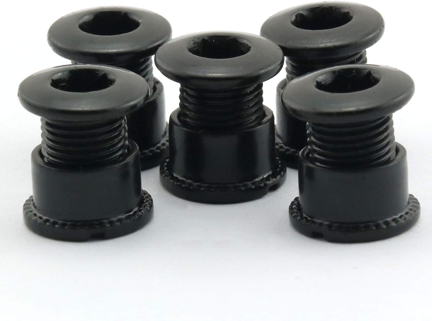 Ruiling 5pcs MTB Chainring Screw Mountain Road Bike Refitting Crankset Parts 4.9mm Fixing Bolts for Single Chainwheel Black