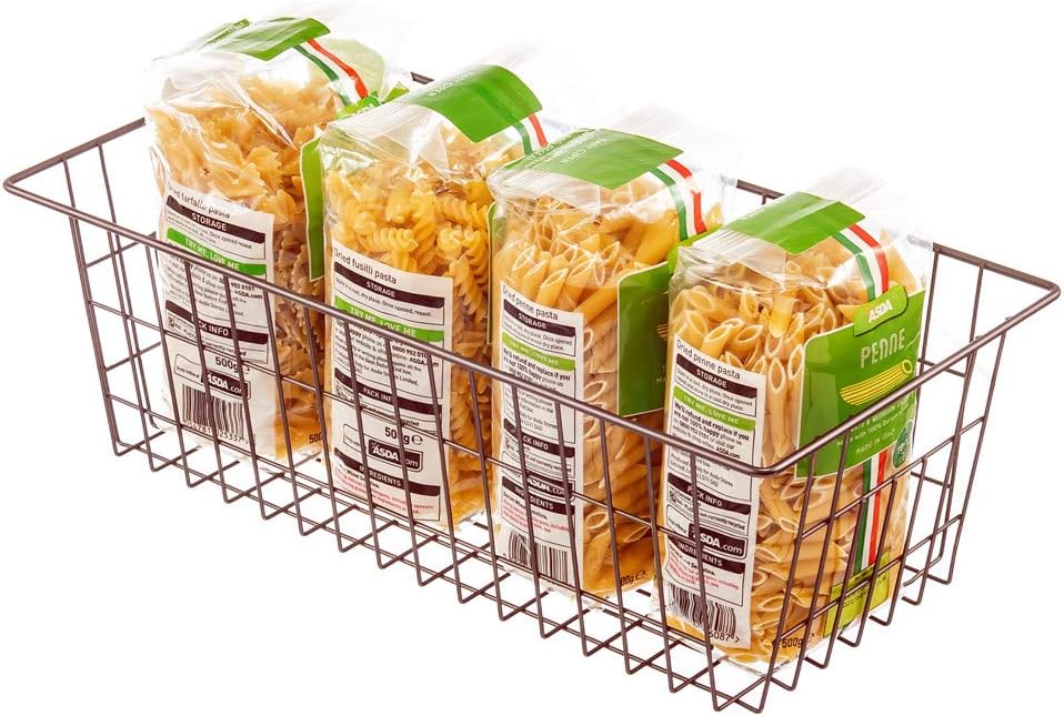 SANNO 15.7" Freezer Baskets Wire Storage Baskets Bin Organizer Food, Kitchen, Basket Organizers Bins for Home, Bathroom, Closet Organization, white