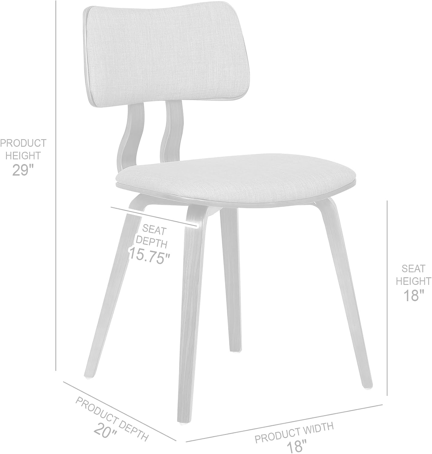 Armen Living Jaguar Dining Chair in Charcoal Fabric and Walnut Wood Finish,Charcoal/Walnut Finish 20D x 18W x 29H in