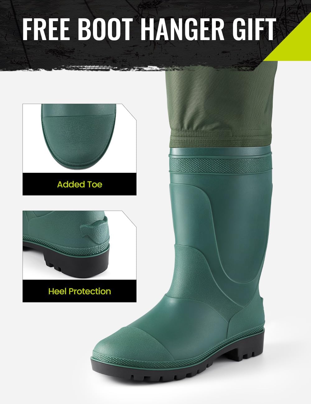 TIDEWE Fishing Hip Waders, Lightweight Hip Boots for Men Women | Waterproof 420D 2-Ply Nylon/PVC, Hunting Bootfoot Waders, Boot Hanger Included
