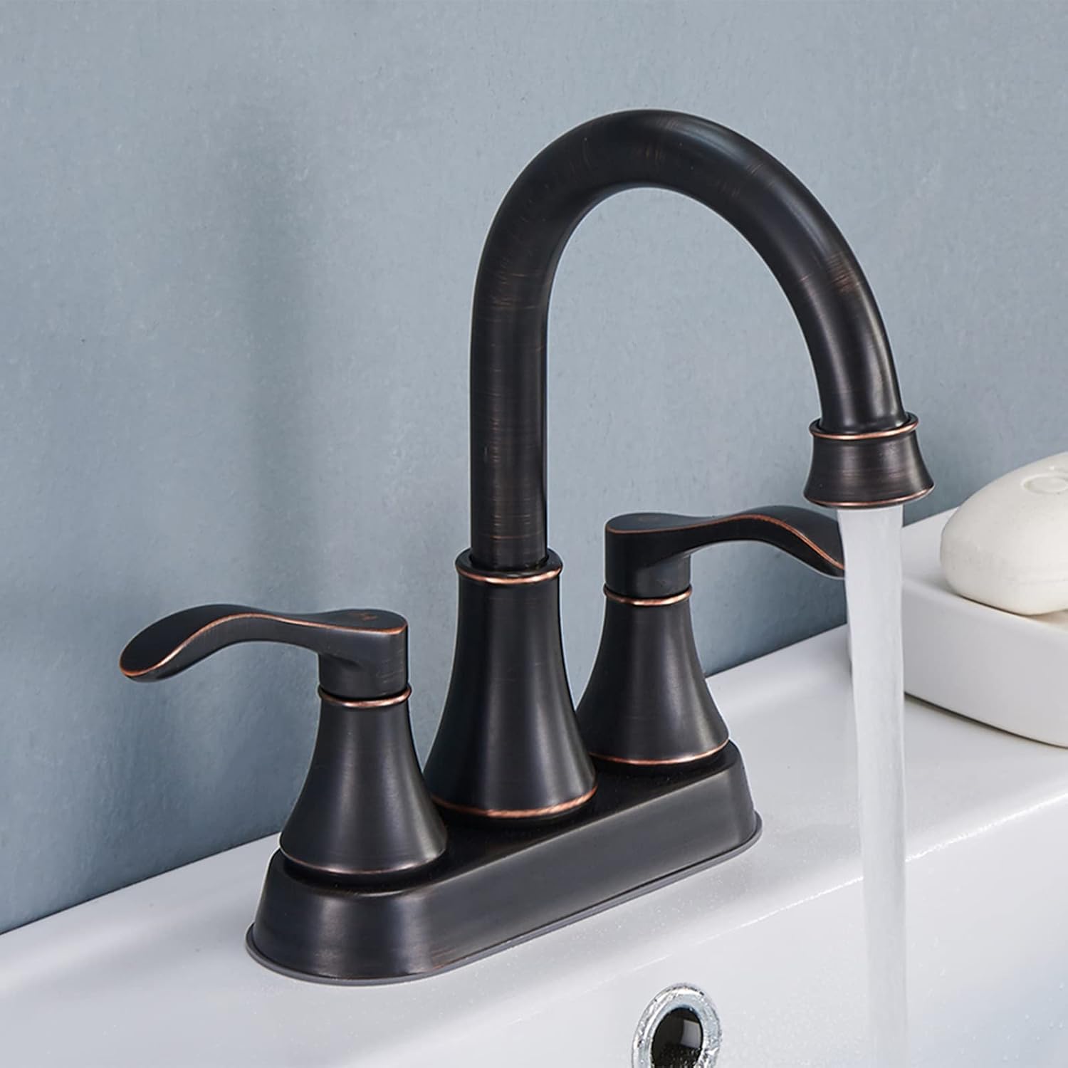 Bathroom Faucet,4 Inch Centerset 2 Handle High-Arc,Oil Rubbed Bronze
