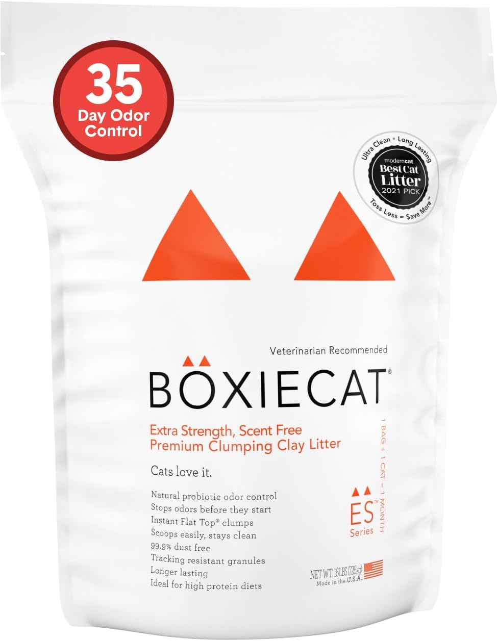 Boxie Premium Unscented Clumping Cat Litter 30+ Day Odor Control 16 lb