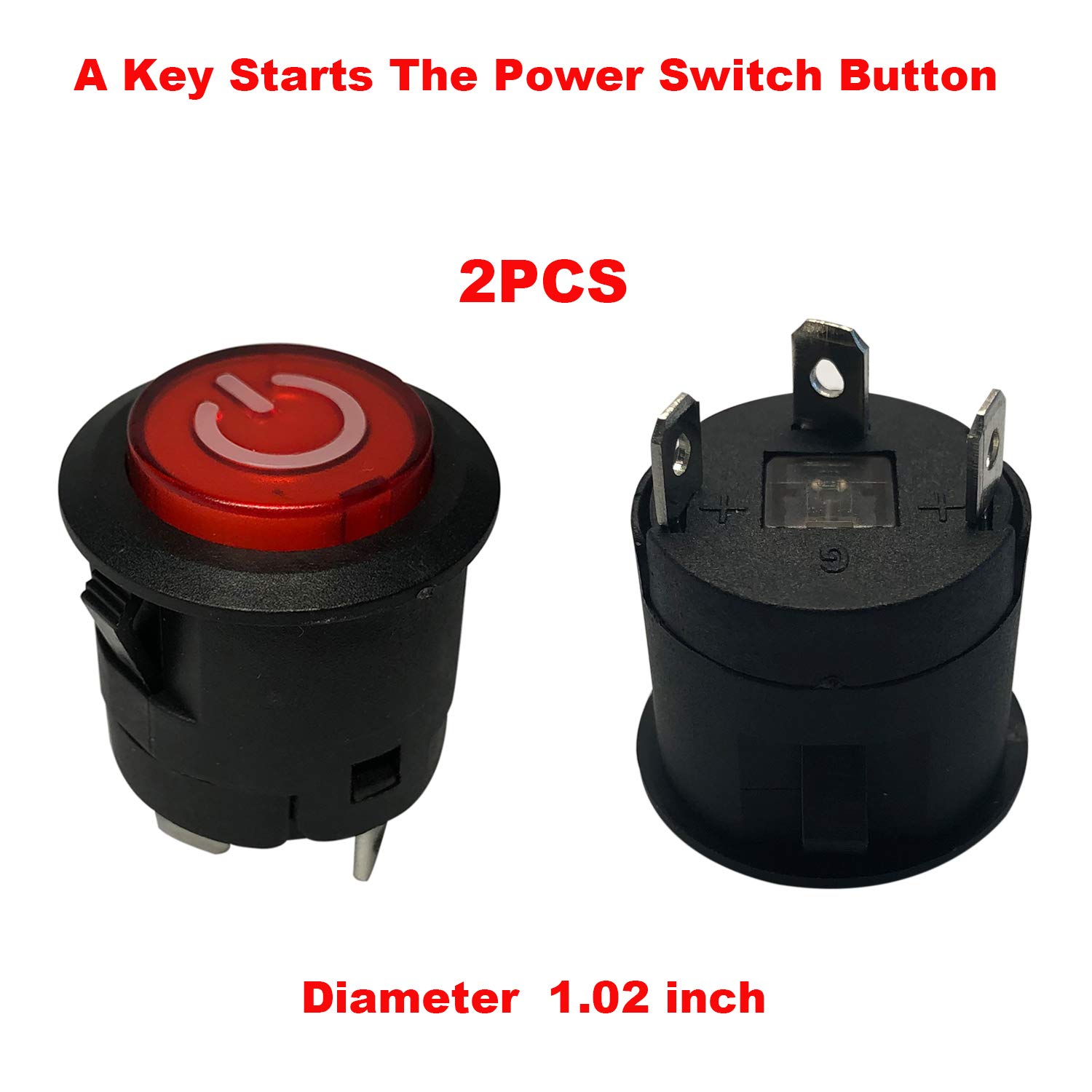 2PCS Push Button Power Supply Switch Start Button Switch for ChildrenElectric Powered Wheel Replacement Parts Kids Ride-On Car Toys Accessory Self