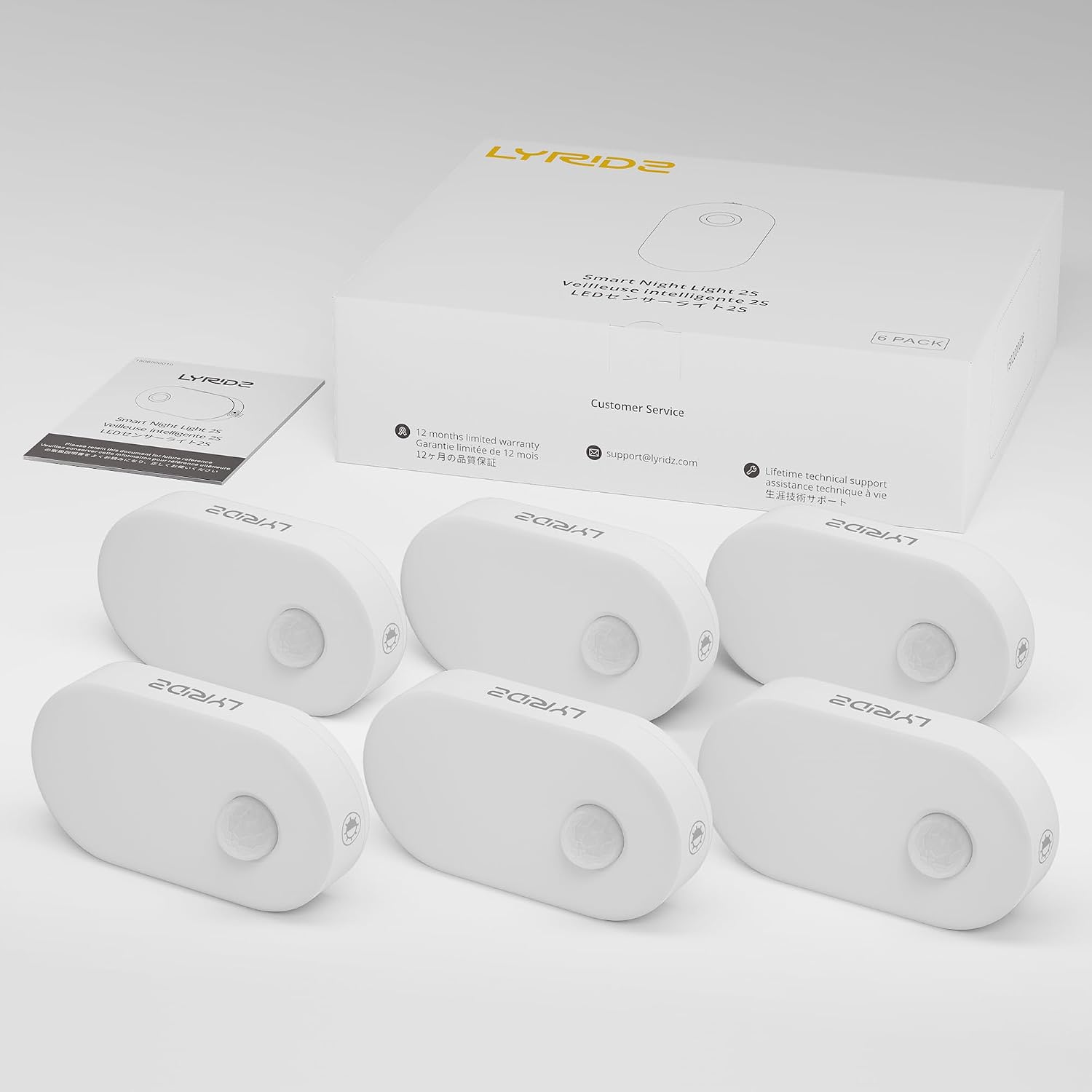 Lyridz 120 Lumens Ultra Bright Plug-in Motion Sensor Night Light, 6-Pack