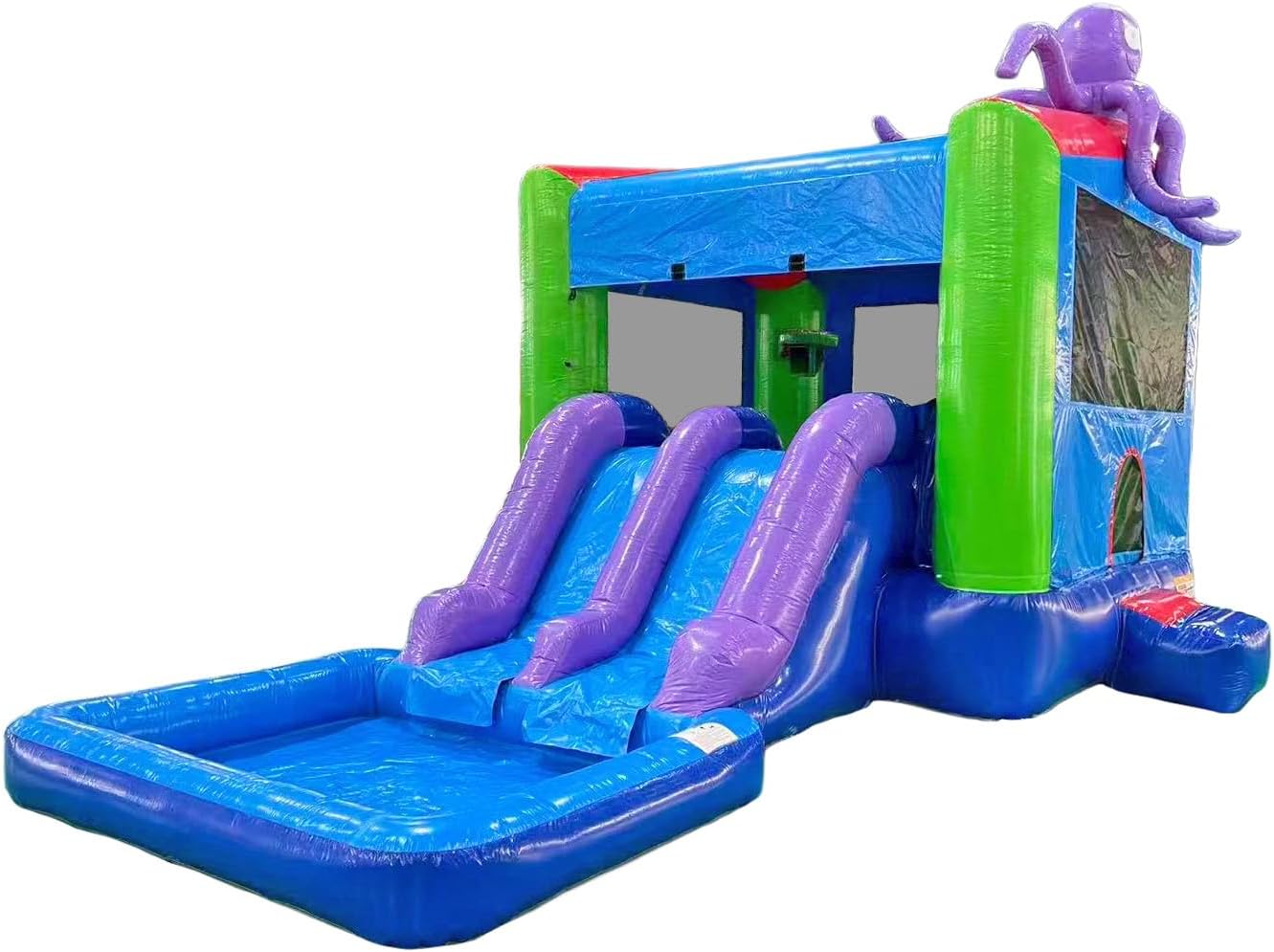 JumpOrange 25x13ft Octopus Commercial 15oz PVC Bouncer Slide Combo with Pool