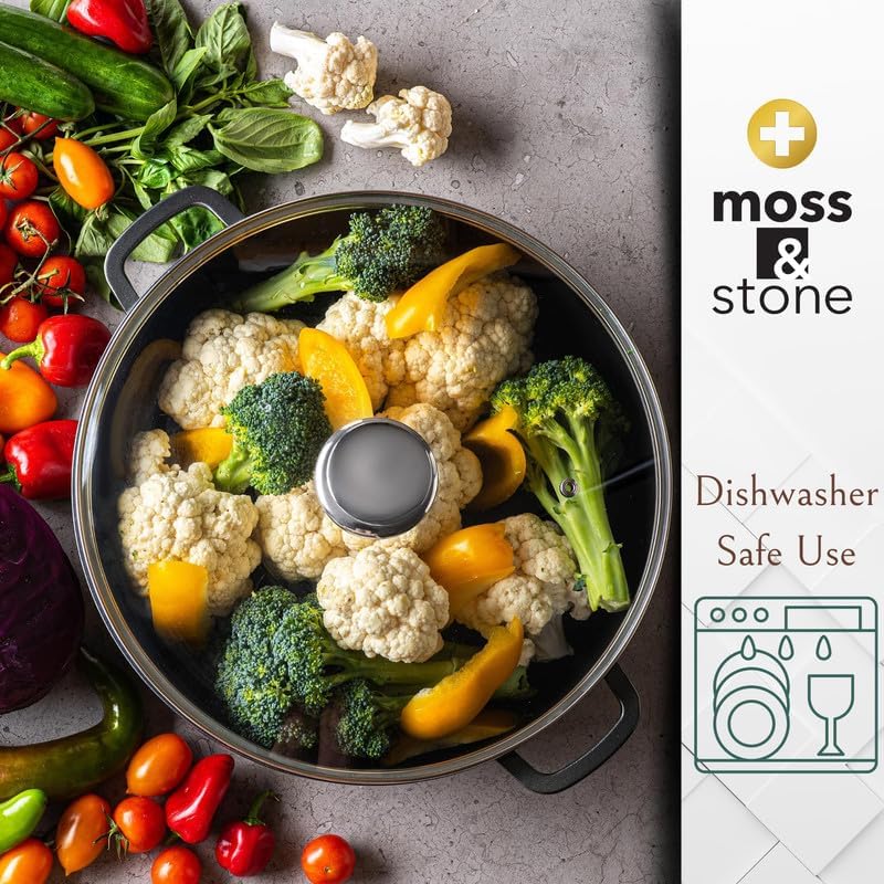 Moss & Stone 12" Deep Nonstick Skillet with Lid, 5 Qt Saute Pan, Oven Safe